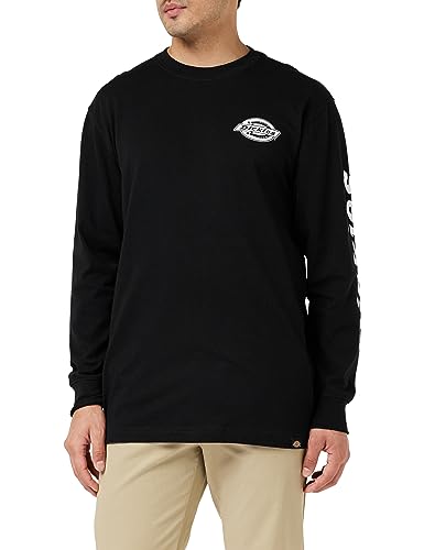 Dickies Męska koszulka z długim rękawem w jednym kolorze logo Hw, Dzianina czarna, XL-3XL