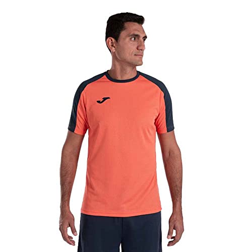 Joma Męski T-shirt z krótkim rękawem, Eco Championship T-Shirt, neonowy pomarańcz/granatowy, S