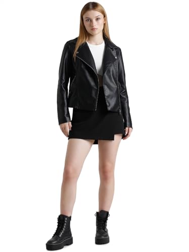 Bestseller A/S ONLNEWMELISA Faux Leather Biker CC OTW kurtka damska, czarna, L, Schwarz, L