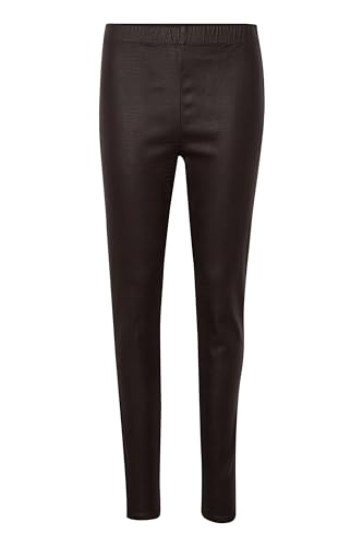 Cream & Co. Damskie kremowe legginsy ze sztucznej skóry, slim fit, skinny, Ciemnobrązowy krokodyl, 68