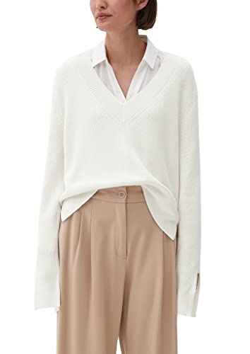 s.Oliver Bernd Freier GmbH & Co. KG Damski sweter z dekoltem w serek z długim rękawem, biały, 38, biały, 38