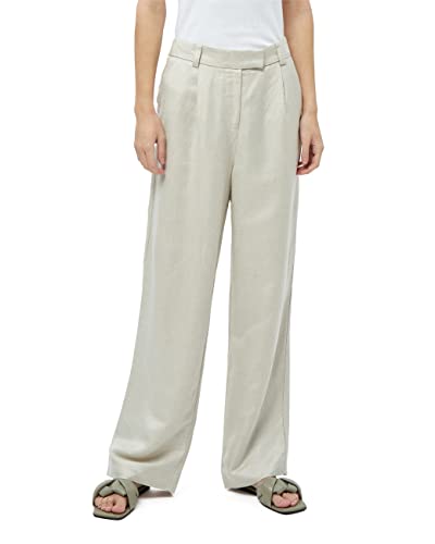 Minus Damskie spodnie lniane Auguste 2, Nomad Sand Melange, 10, Nomad Sand Melange, 36