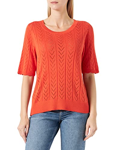 Vila Damski top z dzianiny z krótkim rękawem, Tigerlily, XXL