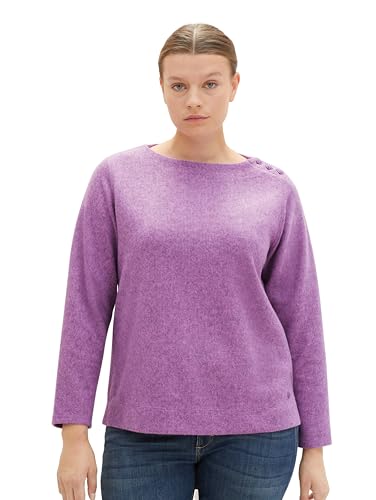 TOM TAILOR Bluza damska plus size, 33963 - Mauvy Plum Melange, 48 duże rozmiary