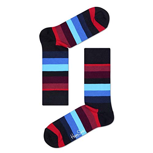 Happy Socks Stripe, kolorowe i zabawne, Skarpety dla kobiet i mężczyzn, Czarny-Czerwony-Biały (41-46)