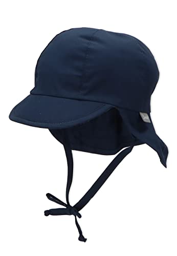 Sterntaler Unisex dziecięca czapka z daszkiem z ochroną karku, z tasiemkami do wiązania i nausznikami, morski, 45