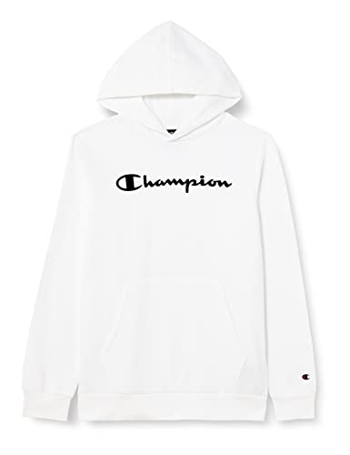 Champion Bluza chłopięca Legacy American Classics-Ultra Light Powerblend Fleece Logo Hooded, biały, 13-14 Lat