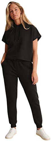 NA-KD Damska bluza z kapturem sweter kamizelka, Czarny, S