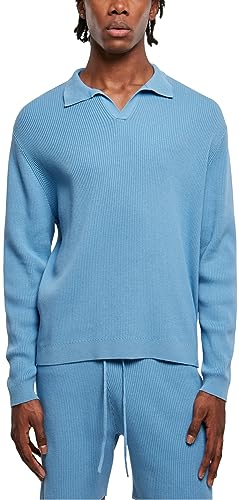 Urban Classics Męska koszulka z długim rękawem z prążkowanymi rękawami, oversize, dostępna w wielu różnych kolorach, rozmiary S-XXL, niebieski poziomy., L