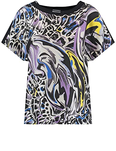 Gerry Weber Damska koszulka 170255-35027, ecru/biały/niebieski nadruk, 40, Ecru/biały/niebieski nadruk, 40