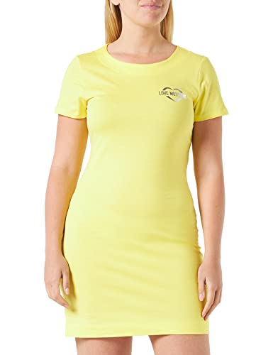Love Moschino Damska sukienka z krótkim rękawem, trapezowa, żółta, rozmiar 40, żółty, 40