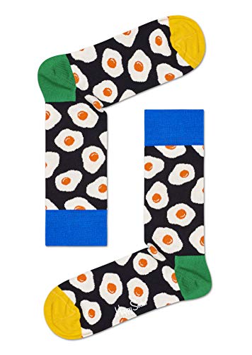 Happy Socks Sunny Side Up Sock, kolorowe i zabawne, Skarpety dla kobiet i mężczyzn, Czarny-Zielony-Pomarańczowy-Biały (41-46)