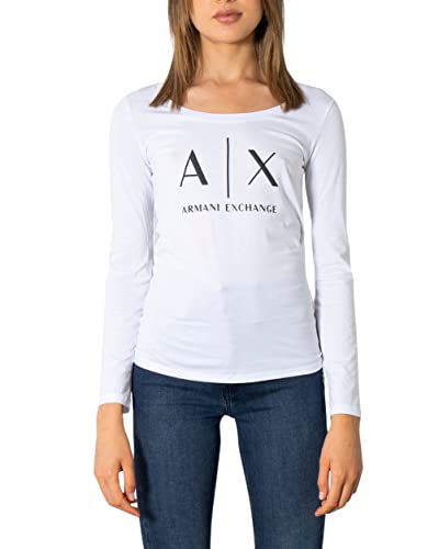 Armani Exchange Damska koszulka z logo Ls, biały, L