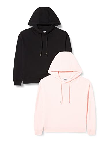 Urban Classics Damska bluza z kapturem, czarny + różowy, XS