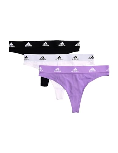 adidas Damskie 3 pary majtek stringi, czarny/biały/fioletowy, M, czarny/biały/fioletowy, M