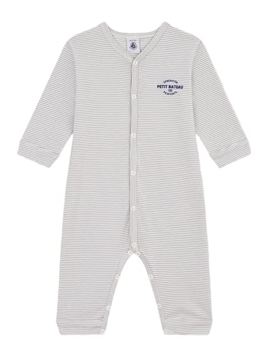 Petit Bateau A085G Dobrze Śpij Piżamy Bez Stóp, Zielony Gołąb/Biały Marshmallow, 3 Miesięcy Unisex-Baby, Zielony Pigeon/Biały Marshmallow, 3 miesięcy