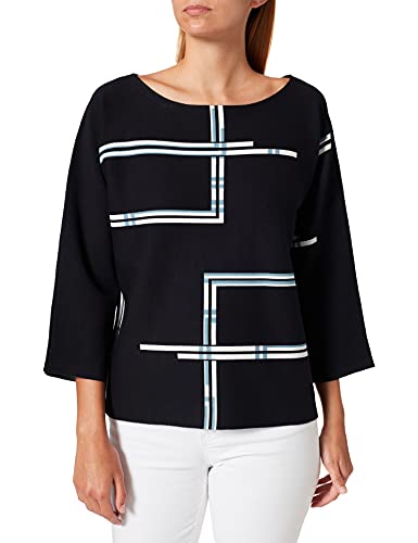 Gerry Weber Sweter damski, granatowy/kremowy/piaskowy nadruk, 36