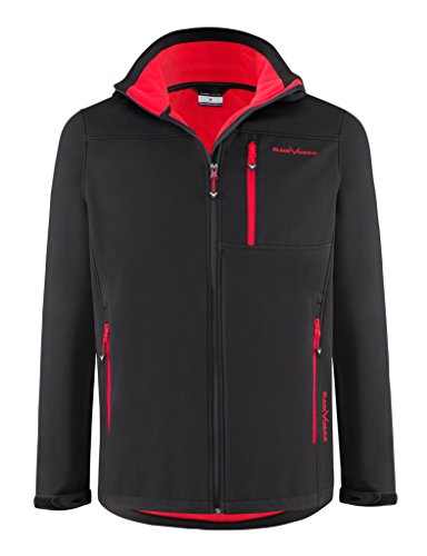 Black Crevice Męska kurtka softshell z kapturem, czarny/czerwony, L
