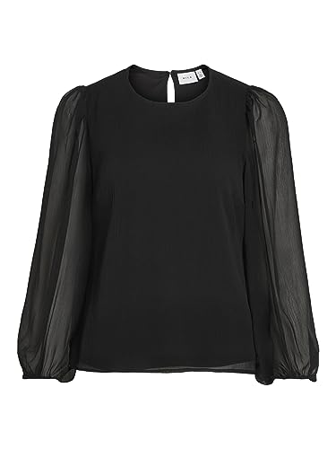 Vila VIFALIA O-Neck L/S TOP - NOOS, czarny, 40