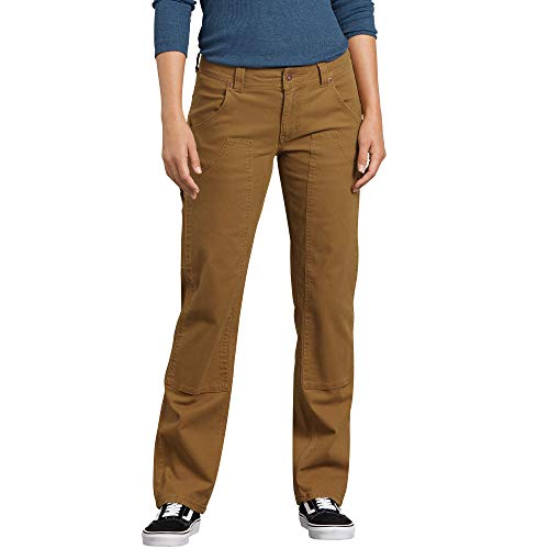 Dickies Damskie spodnie stolarskie ze stretchem z podwójnym przodem, Płukana brązowa kaczka, 42