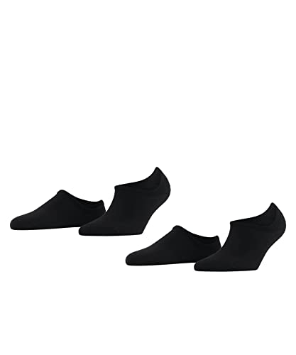 ESPRIT Kobiety Stopki Solid High 2-Pack W IN Trwała Organiczna Bawełna niewidoczne jednokolorowe 2 Pak, Czarny (Black 3000), 39-42
