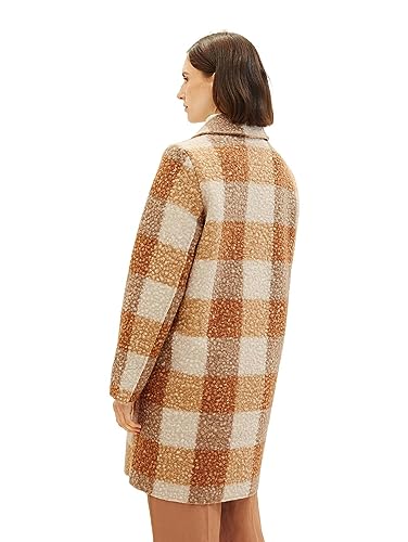 TOM TAILOR Damski płaszcz 1037554, 32512-Blush Beige Check Print, M, 32512 – Blush Beige Check Print, M