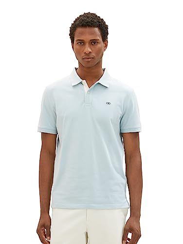TOM TAILOR Męska koszulka polo Basic Piqué 1031006, 30463 - Dusty Mint Blue, M