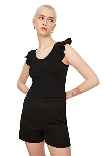 TRENDYOL Bluzka damska z dzianiny, czarny, M