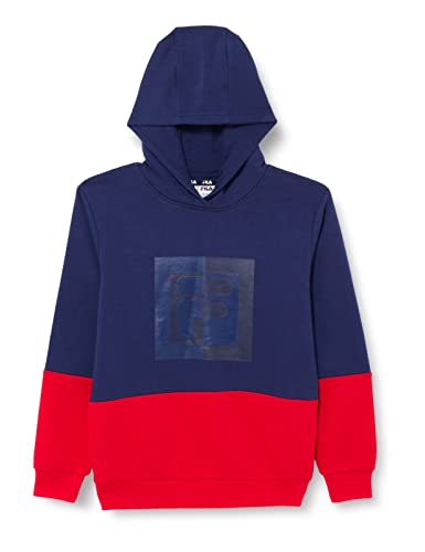 FILA Brunflo chłopięca bluza z kapturem (Blocked), Medieval Blue-true Red, 134-140