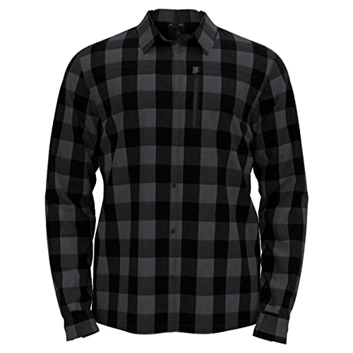 Odlo Męska koszula z halden Check Hemd, Black/New Graphite Grey, L
