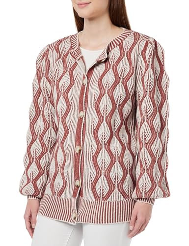 aleva Damski kardigan 10425116-AL04, wełniany biały brudny róż, XL/XXL, Biała wełna, brudny róż, XL-XXL