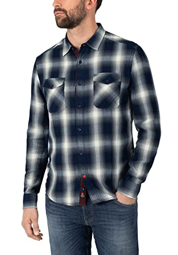 Timezone Męska koszula flanelowa, Indigo Blue Check, L