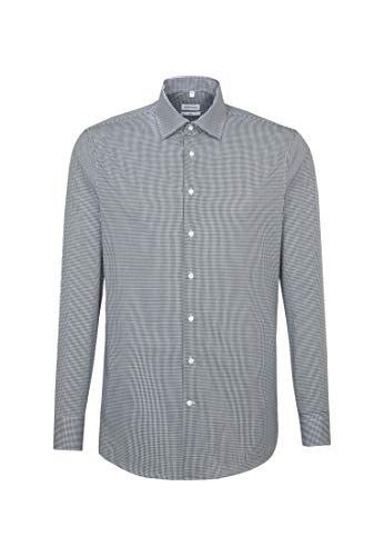 Seidensticker Męska koszula biznesowa – krój slim fit – nie wymaga prasowania – B.D. kołnierz – długi rękaw – 100% bawełna, niebieski (ciemnoniebieski 19), 37