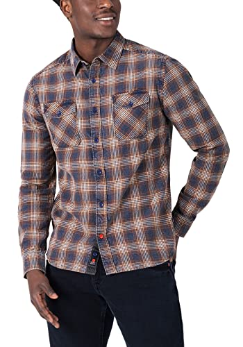 Timezone Męska koszula flanelowa, Small Ochre Navy Check, M