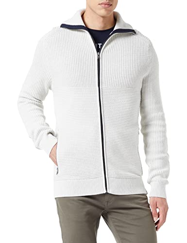 TOM TAILOR Męskie Kardigan ze stójką 1032294, 14341 - Light Medium Grey Melange, XL