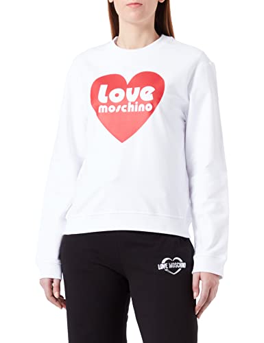 Love Moschino Damska bluza o regularnym kroju z okrągłym dekoltem, Optical White, rozmiar 48, optical white