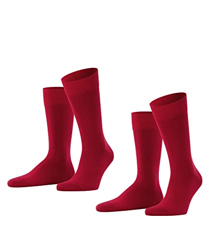 FALKE Mężczyźni Skarpety Happy 2-Pack M SO Bawełna jednokolorowe 2 Pak, Czerwony (Scarlet 8228), 39-42