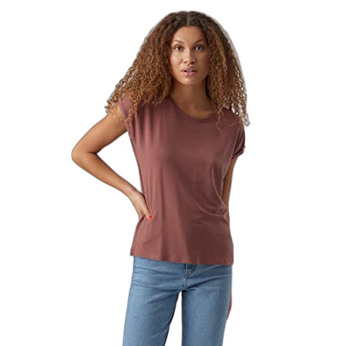 VERO MODA Koszulka damska VMAVA Plain SS TOP GAJRS NOOS, różowa brązowa, XS, Ró?owo-br?zowy, XS