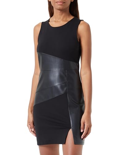 ONLY Onlmarianne sztuczna skóra, sukienka z miksem, OTW, czarny, XL