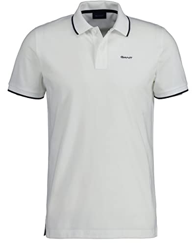 GANT Męska koszula polo Contrast Tipping SS Pique, biała, standardowa, biały, S