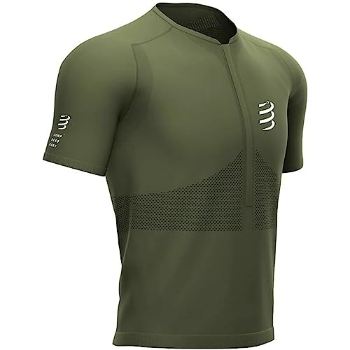 Compressport Trail Half-Zip Fitted SS Top Koszulka Unisex-Dorosły, Zielony Rf, L