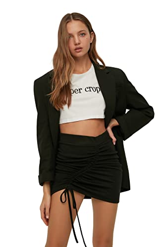 Trendyol Damska spódnica z dzianiny mini bodycon, bodycon, Czarny, L