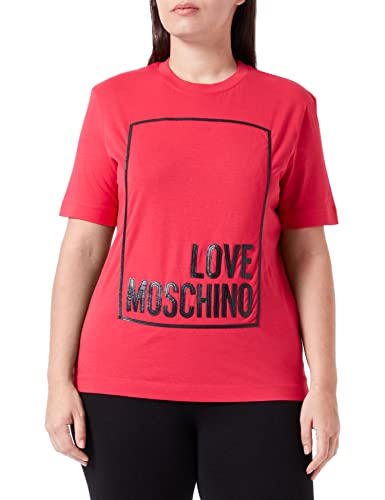 Love Moschino Damska koszulka o regularnym kroju z krótkim rękawem z logo Box Design, czerwony, 40