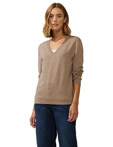 Street One Damski sweter z dzianiny, Bleached Sand Melange, 40