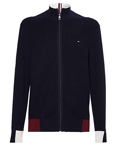 Tommy Hilfiger Męskie RWB bloki rozmieszczone na zamek błyskawiczny przez kardigany, pustynne niebo, M, Pustynne niebo, M