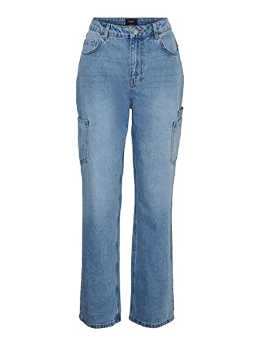 VERO MODA Spodnie damskie, niebieski (medium blue denim), 27W / 32L