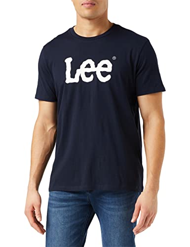 Lee Męski T-shirt z logo Wobbly, niebieski (Navy Drop Ee)., S