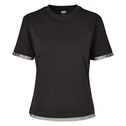 Urban Classics Damska koszulka Boxy Lace Hem, czarny (Black 00007), S
