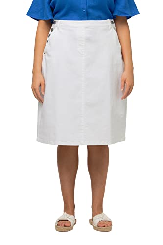 Ulla Popken, Damska spódnica dżinsowa, linia A, śnieżnobiały