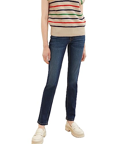 TOM TAILOR Alexa Straight dżinsy damskie, 10138-Rinsed Blue Denim, 34W / 30L